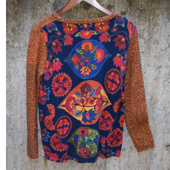 Desigual Multicolor Knit Sweater with Floral Back Panel Size L - Picture 3 of 3